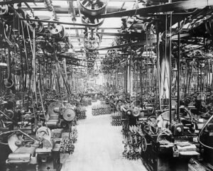 Crankshaft grinding department in the Ford Plant at Highland Park, Detroit, Michigan, 1924.