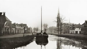 Omg. café de Harmonie rechts boerderij Jansingh jaren 40-50.